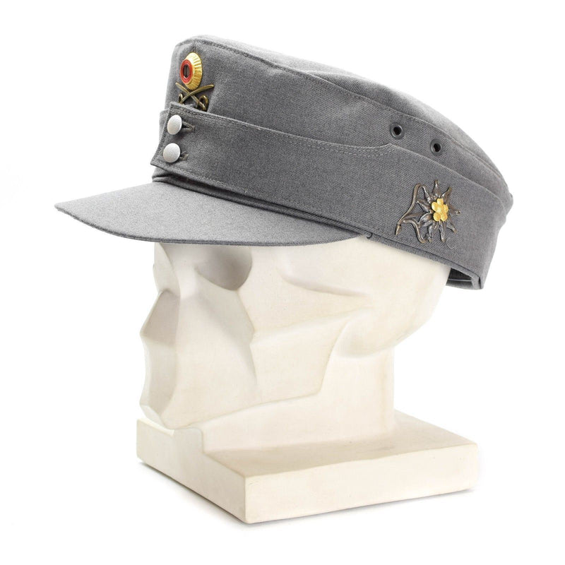 Original german army military Mountain cap Gebirgsjäger grey with flower badge