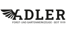 Adler logo featuring bold uppercase letters with a stylized wing icon on the left, monochrome black design.