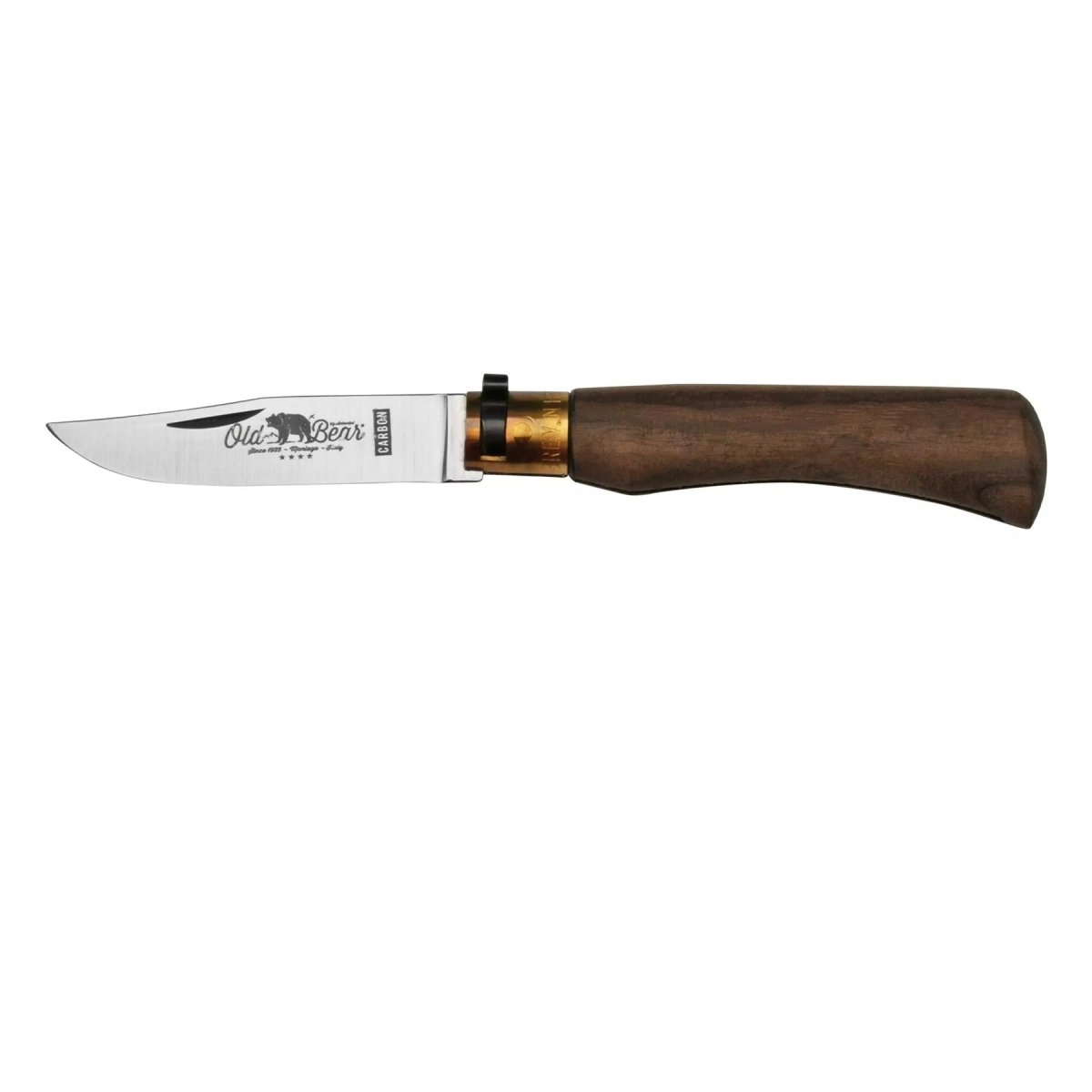 Antonini Old Bear Pocket Knife 8cm Carbon C67 Blade Walnut Wood Handle