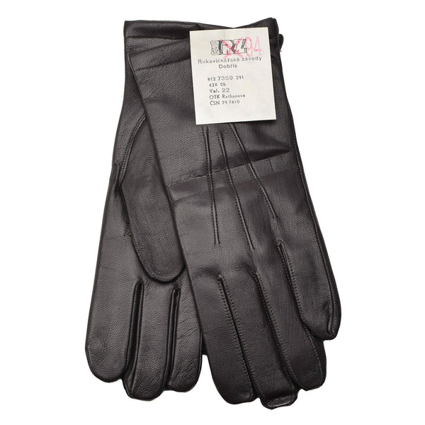 Original Czech army winter warm cold brown leather gloves casual tight fit NEW