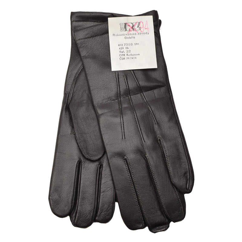 Original Czech army winter warm cold brown leather gloves casual tight fit NEW