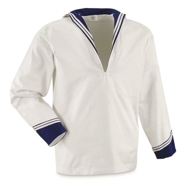 Original Italian army navy middy shirt long sleeves white naval military sailors