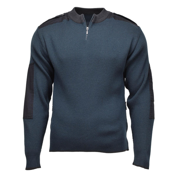 Genuine Dutch Military surplus Troyer pullover warm quarter zip blue sweater
