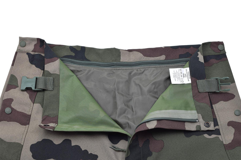Genuine French army rain pants waterproof trilaminate overall with braces NEW