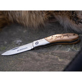 BOKER Caveman Steel pocket knife 440A uncoated steel decorated wooden handle