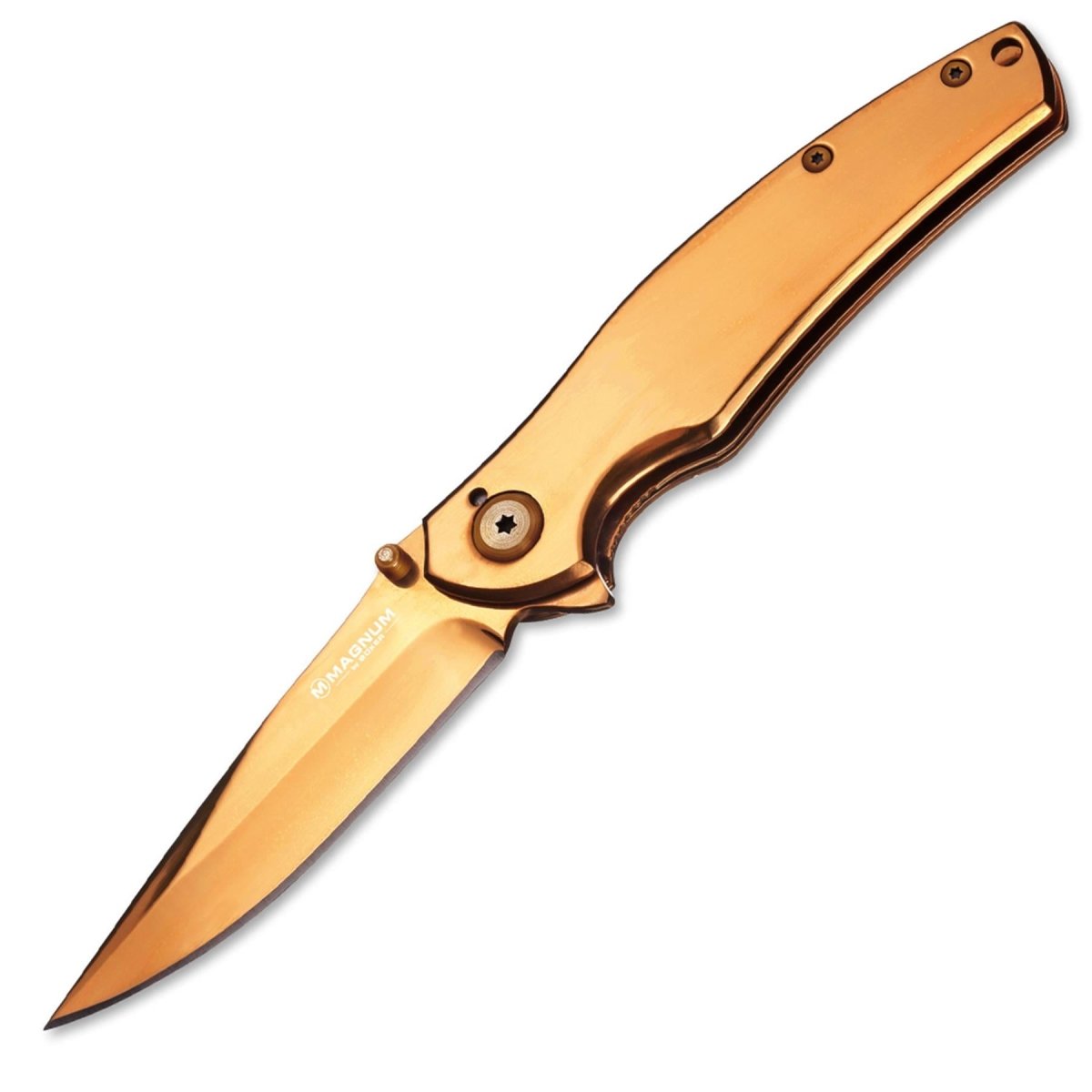 Boker Gold finger folding pocket knife anodized stainless steel 440A linerlock