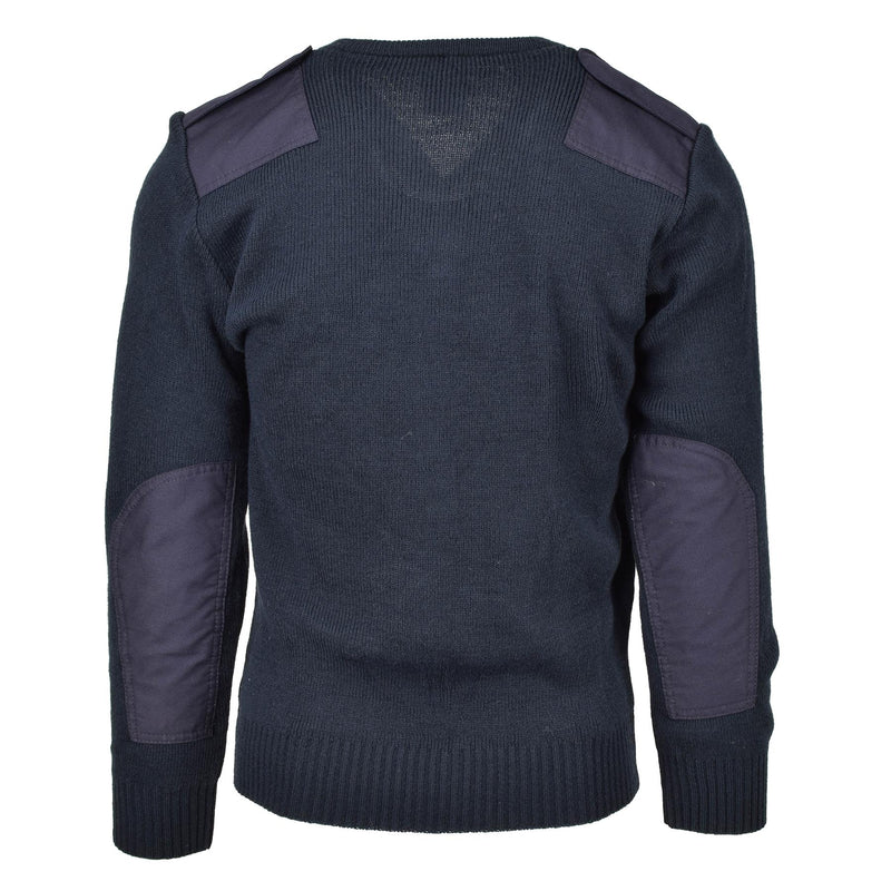 Original British Ex-police service pullover Commando Jumper blue V-neck sweater