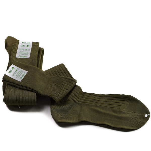 Genuine Italian Army Long Socks Cotton Knee Length Thin Lightweight Khaki NEW