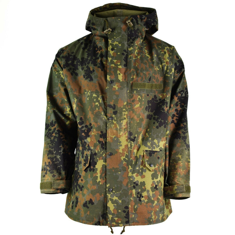 Original German army field Jacket GoreTex Flecktarn waterproof rain parka NEW