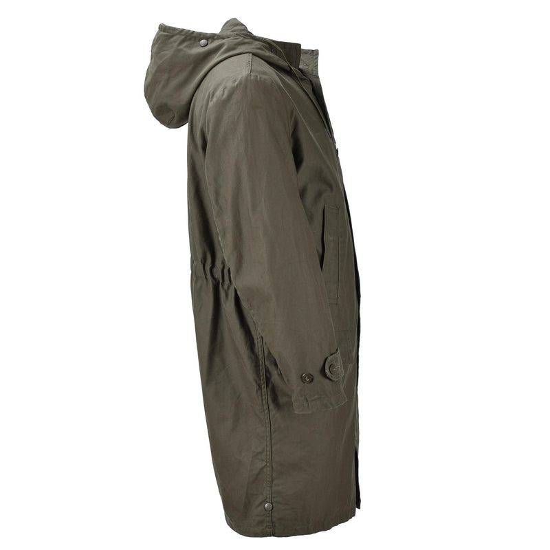 Original German military long parka jacket olive hooded field coat army outdoor