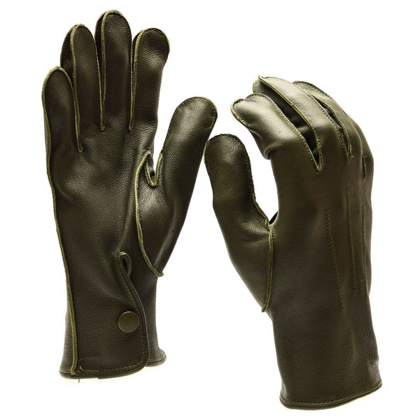 Genuine German Police issue real leather OD gloves patrol Olive O.D NEW Genuine