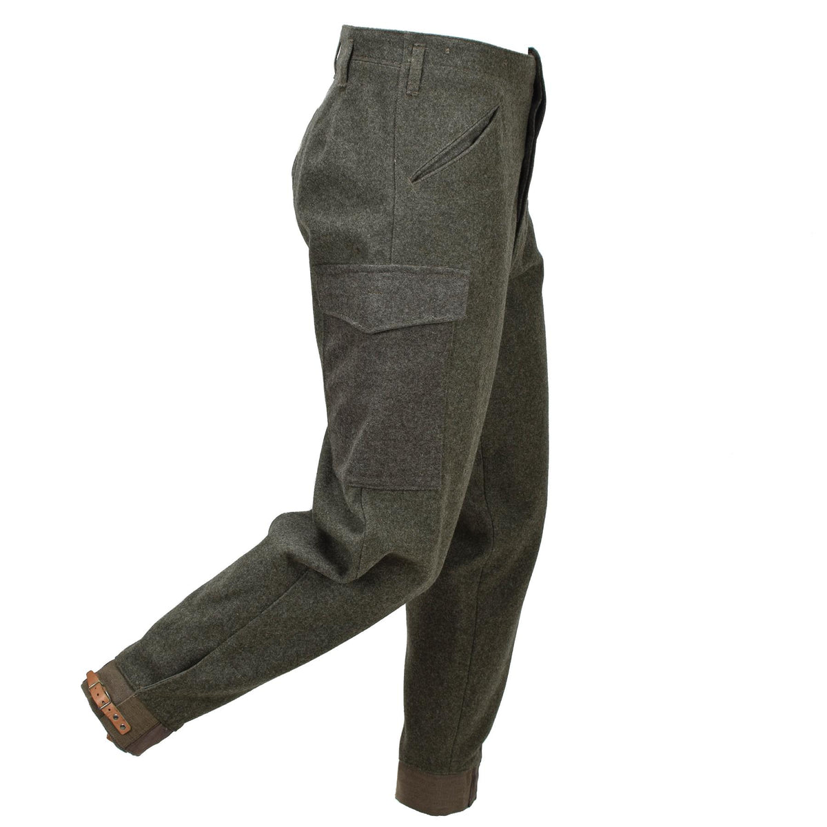 Original Swedish Army M39/58 Field Trousers Wool Cargo Surplus Olive Green