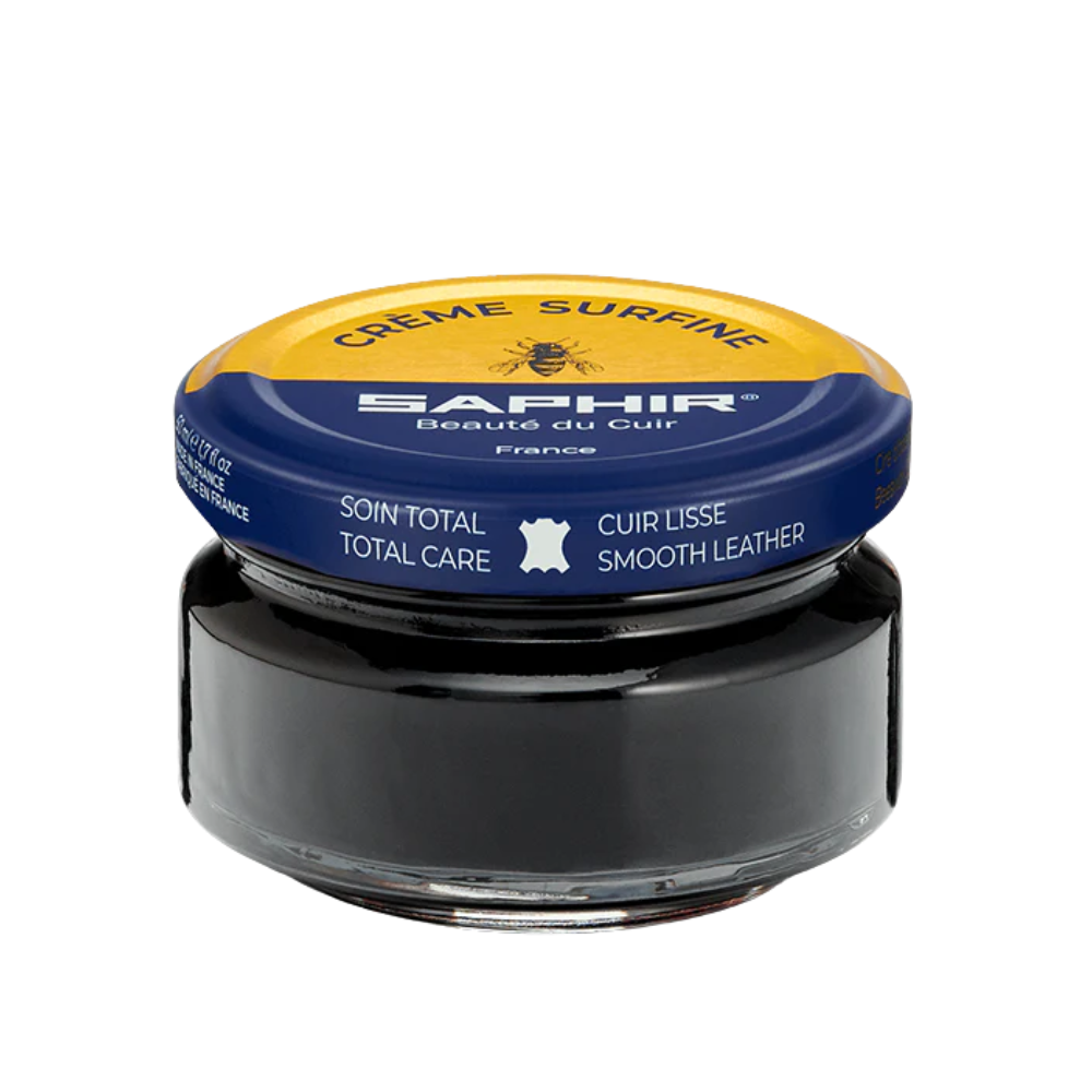 Saphir Creme Surfine Leather Shoe Cream Polish 50ml Beeswax Care Black