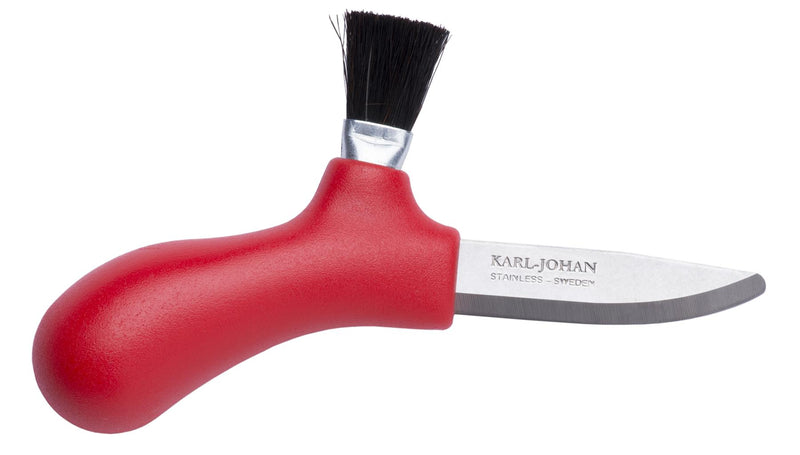 Swedish Knife MORA Mushroom Picking Stainless Steel real Horsehair Brush Red