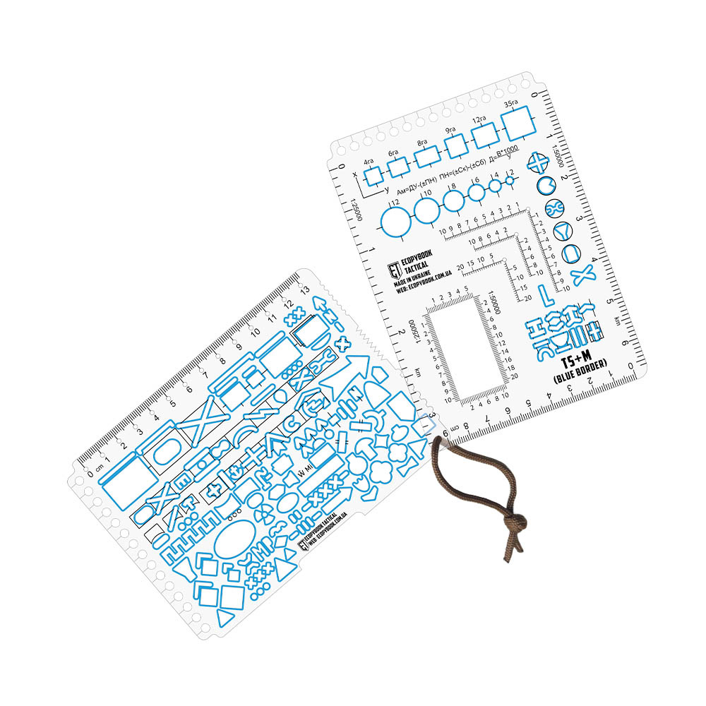 Ecopybook Tactical TS+M A6 NATO Map Ruler Set Flexible Polymer Blue Border