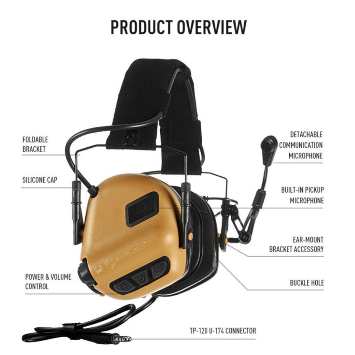 EARMOR M32 Plus Electronic Hearing Protection Headphones Tactical Olive