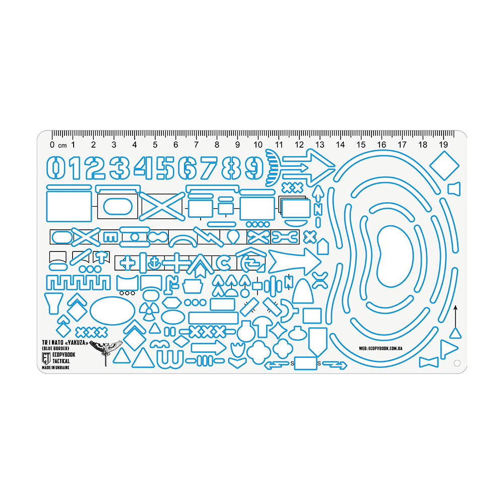 Ecopybook Tactical Scout's Ruler NATO UA Military Map Tool Blue Border