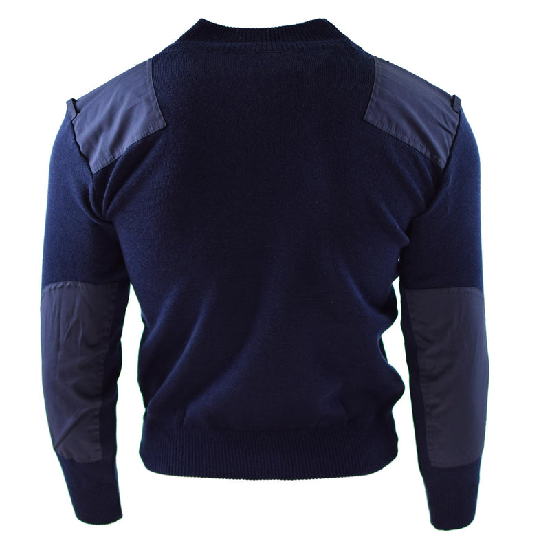 Genuine Dutch army pullover Blue Jumper Military Sweater Round Neck Officer