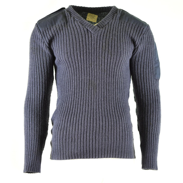Original British army pullover Commando Jumper Blue Grey sweater Wool V-Neck