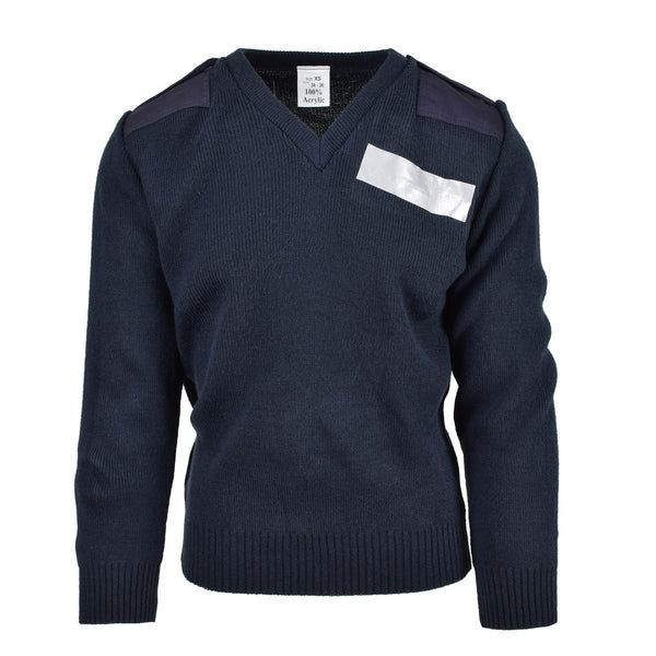 Original British Ex-police service pullover Commando Jumper blue V-neck sweater