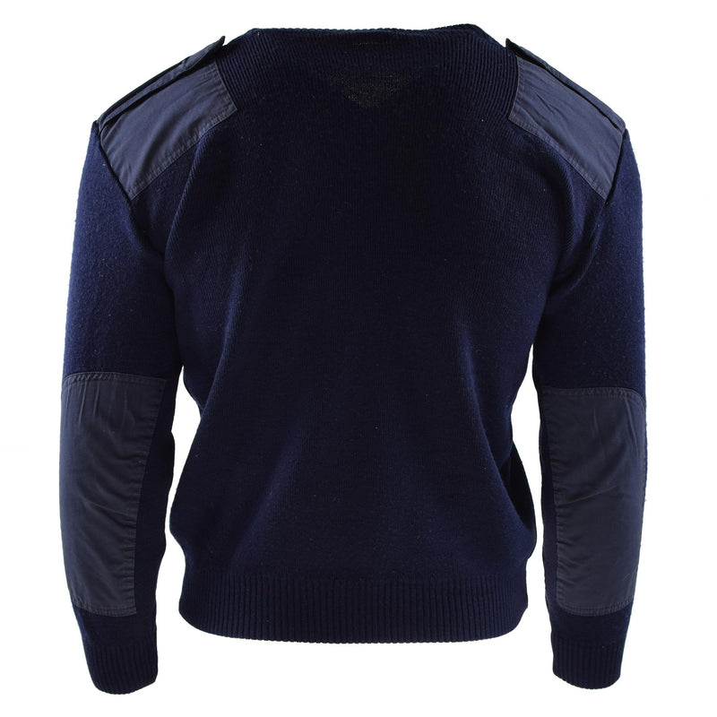 Genuine Dutch army Sweater Blue Jumper Military pullover Round Neck Officer
