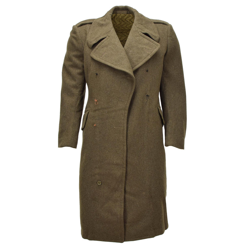 Original Canadian Army Wool Overcoat Military Surplus Vintage Olive Green