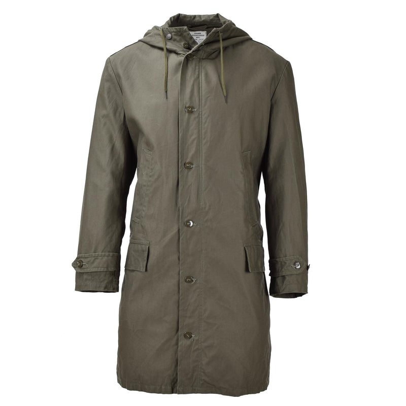 Original German military long parka jacket olive hooded field coat army outdoor