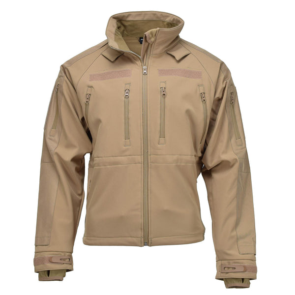 MIL-TEC windproof hiking jacket soft shell stormproof zips fleece liner Coyote