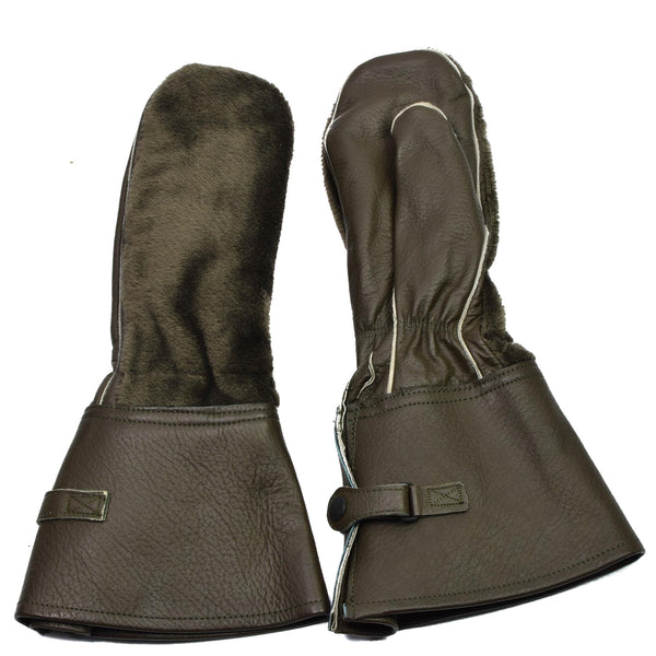 Original German army motorcycle mittens cold weather leather biker gauntlets NEW