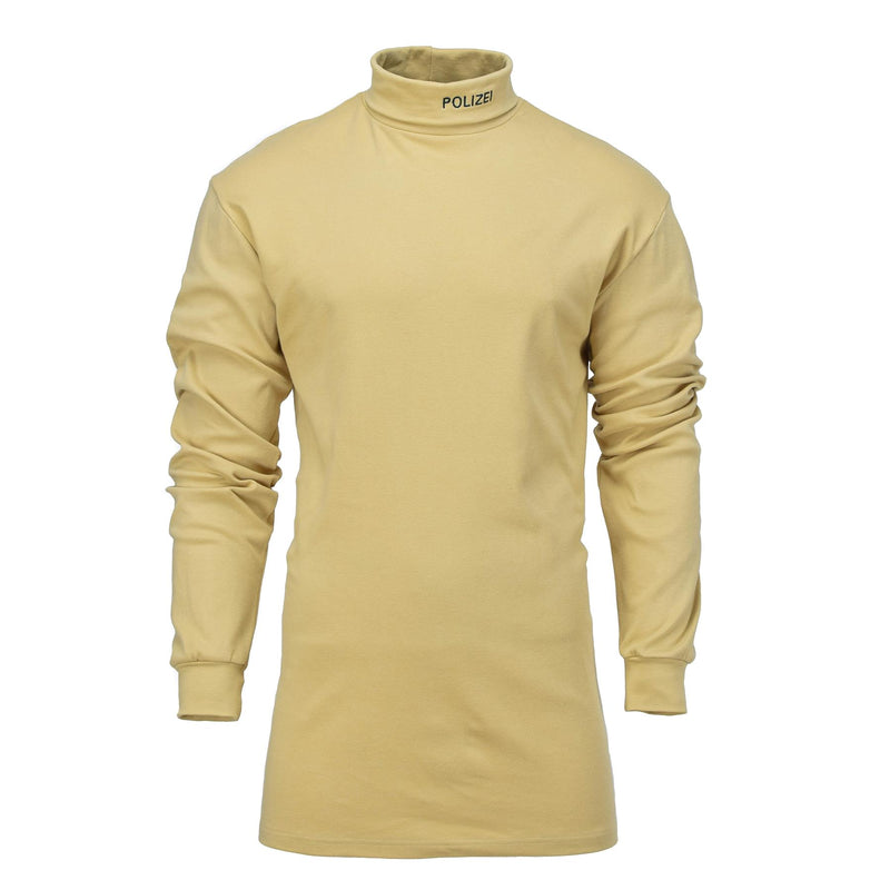 Genuine German Military police undershirt lightweight turtle neck shirt sand NEW