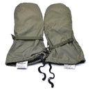 Genuine Austrian army olive OD GoreTex waterproof mittens with durable leather palms for cold weather protection and military use