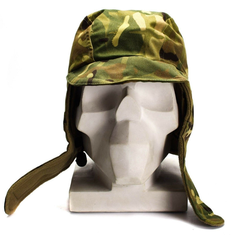 British Army MTP camo waterproof Gore Tex paratrooper cap with ear flaps, lined for cold weather protection