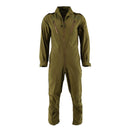 Genuine British Royal Air Forces olive green coverall jumpsuit with zipper and multiple pockets, military surplus.