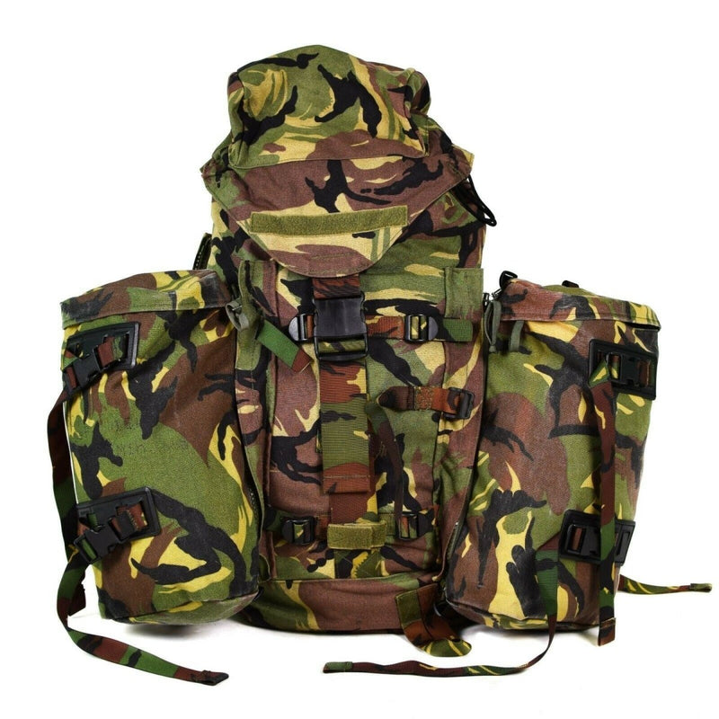 Genuine Dutch army DPM woodland camouflage combat rucksack backpack with 40L capacity and multiple secure compartments