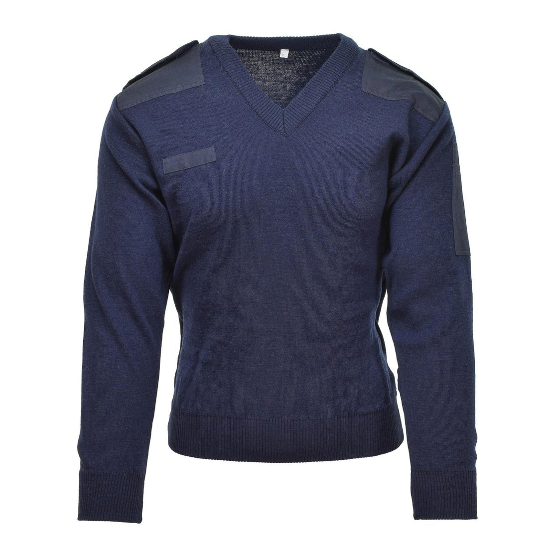 Genuine Dutch army Pullover V-neck blue rib knit military surplus sweater jumper