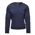 Genuine Dutch army Pullover V-neck blue rib knit military surplus sweater jumper