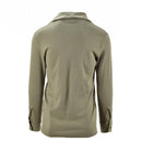 Back view of genuine French Army F1 thermal olive undershirt with zipper, designed for warmth and outdoor use.