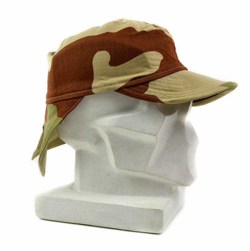 French army desert camo summer combat cap with swallowtail design and adjustable neck flap for sun protection