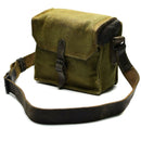 Genuine French shoulder bag army canvas leather olive OD magazine ammo pouch - GoMilitar
