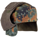 Genuine German Army Military Winter Pile Cap flecktarn hat warm cold weather - GoMilitar