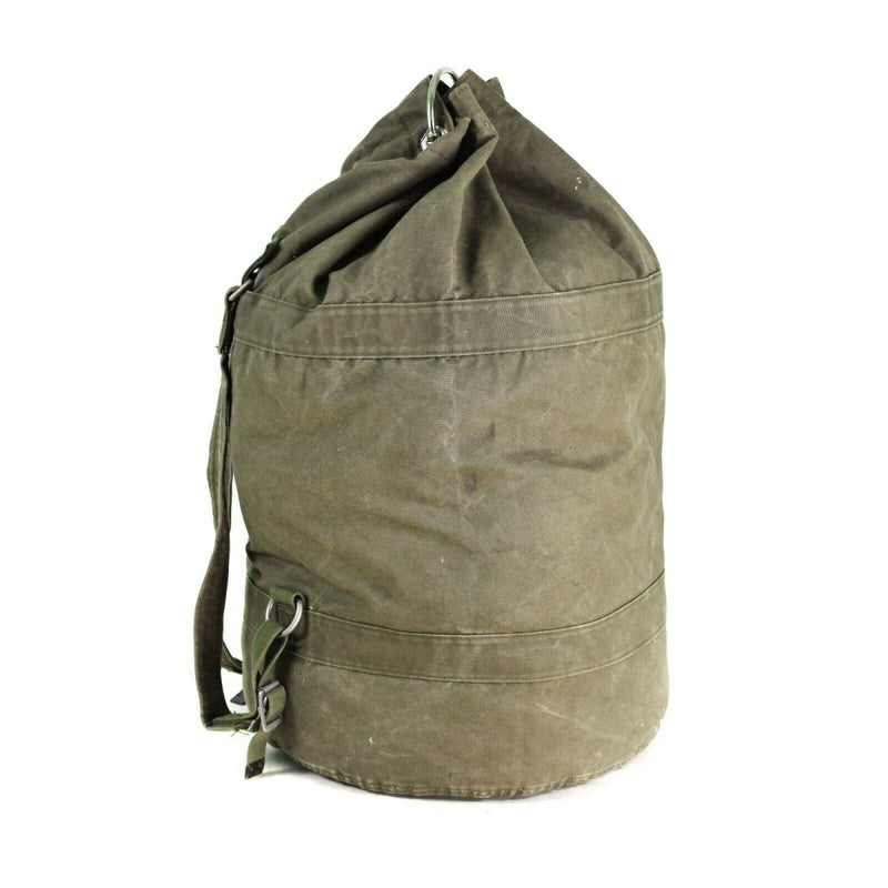 Large genuine German army sea sack duffel bag with shoulder straps and durable lockable design backpack