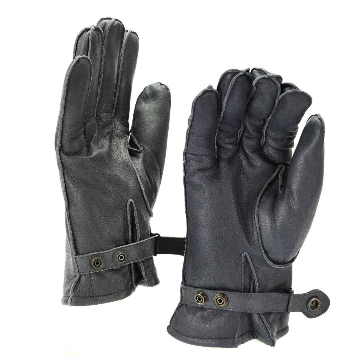 Genuine German Police leather gloves patrol grey lined wool 100% winter warm NEW