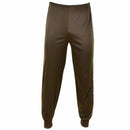 Vintage Genuine Italian Army Training Tracksuit Pants with brown fabric and side stripe detailing.