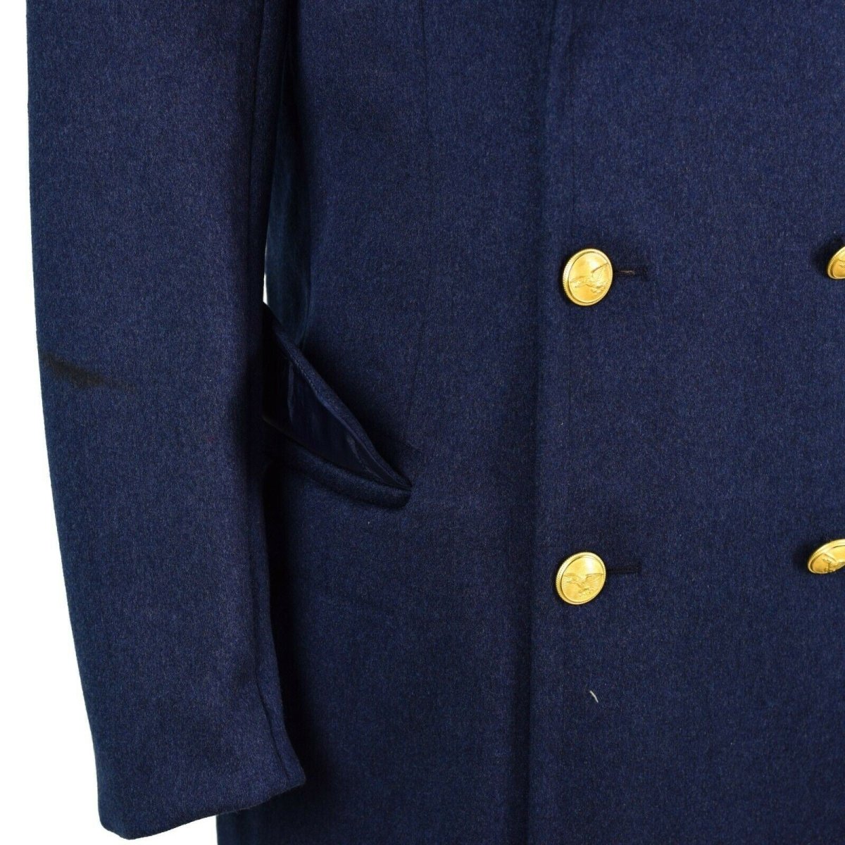 Genuine Italian army Wool Overcoat blue military officer air force long coat