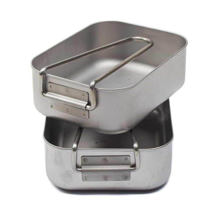Genuine military style mess kit stainless steel camping outdoor pan 2 pieces NEW - GoMilitar