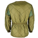 Back view of Genuine Polish Army Parka Liner with quilted military green insulated winter jacket lining