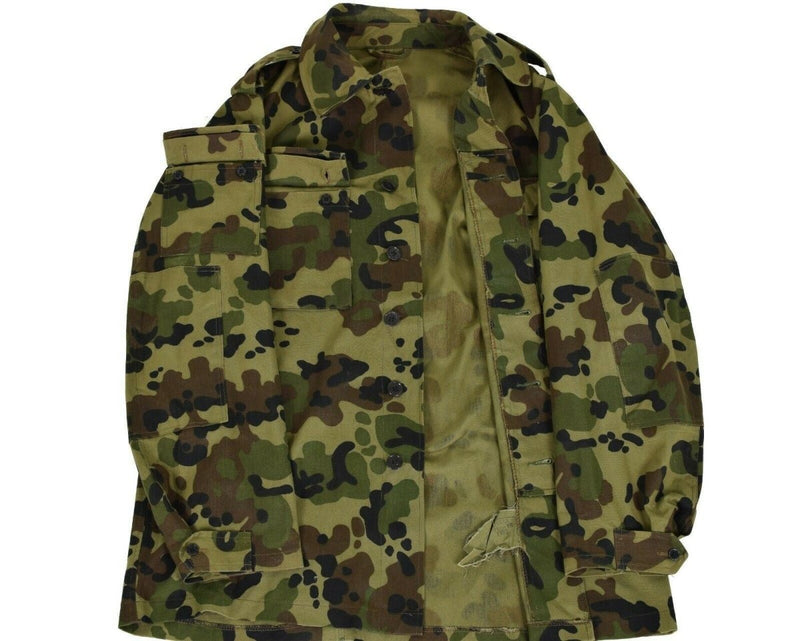 Genuine Romanian army M93 camo leaf field jacket with multiple pockets and durable fabric for military and outdoor use