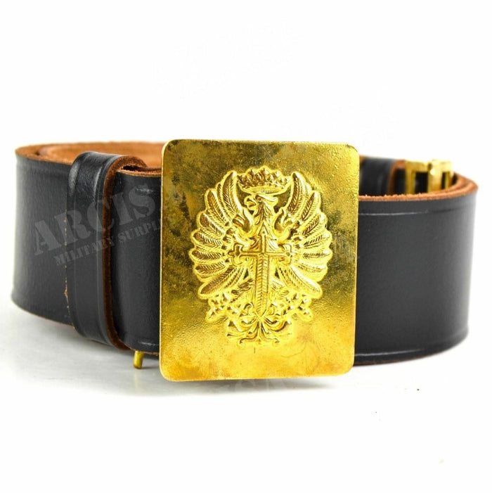 Genuine Spanish army leather formal belt brass buckle military trousers pants - GoMilitar
