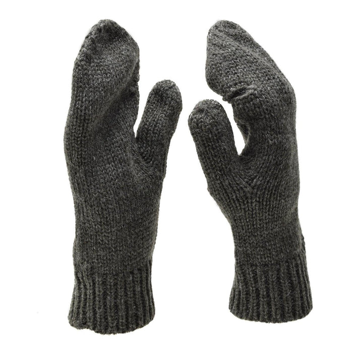 Genuine Swiss army gray wool gloves warmer snow cold weather breathable mittens - GoMilitar
