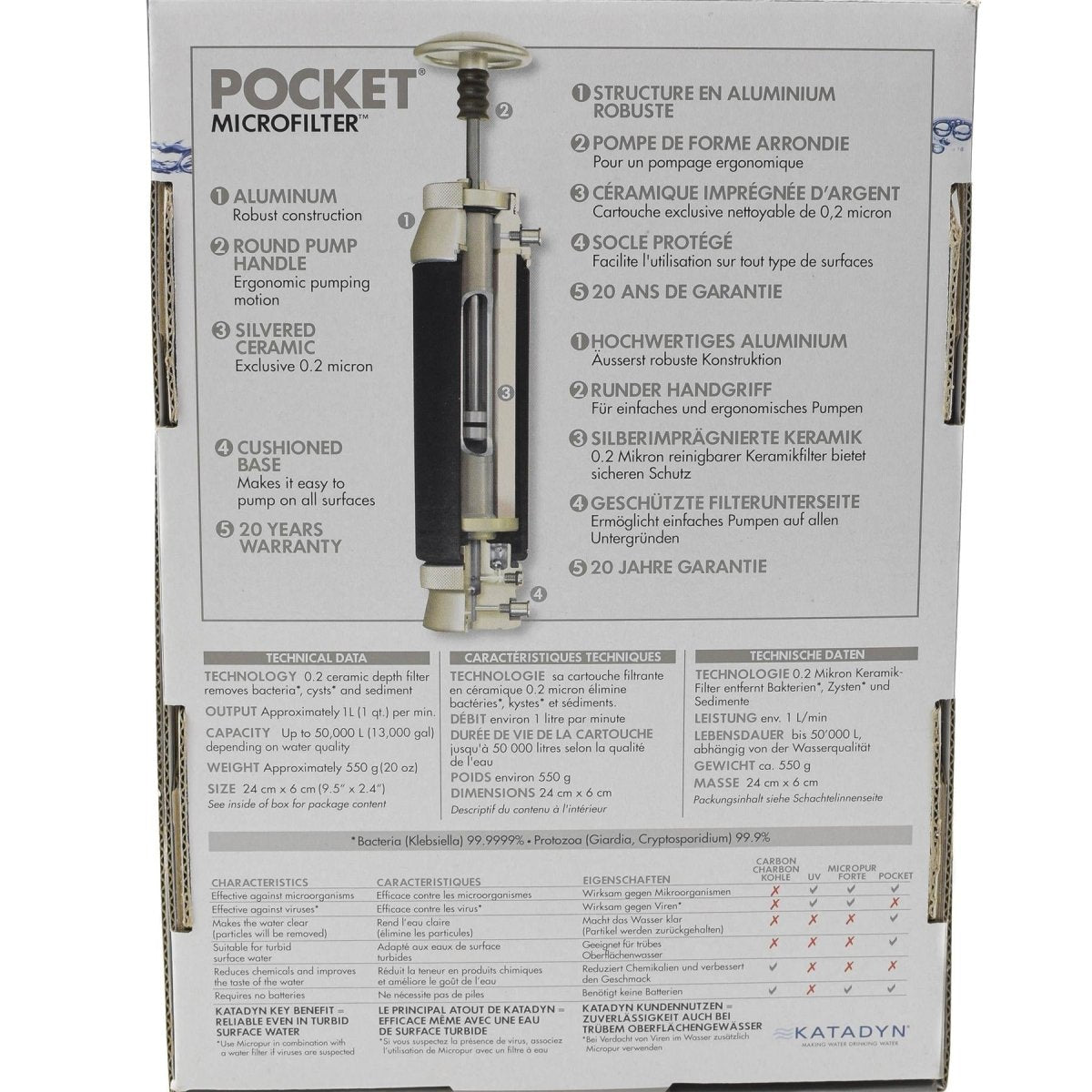 Katadyn Pocket Water Filter Long Lasting Camping Emergency Purification Premium